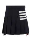 Thom Browne Pleated Wool Blend Mini Skirt In Azul Oscuro