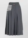 THOM BROWNE WOOL SKIRT WITH BUTTON DETAIL AND STRIPED PATTERN