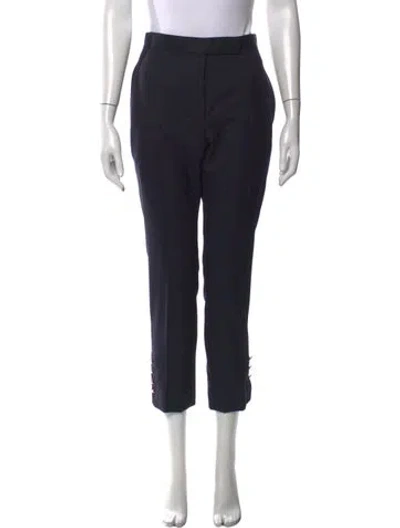 Pre-owned Thom Browne Wool Straight Leg Pants In Black