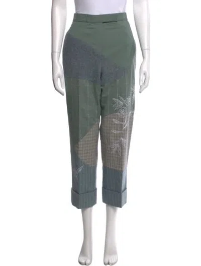Pre-owned Thom Browne Wool Straight Leg Pants In Green