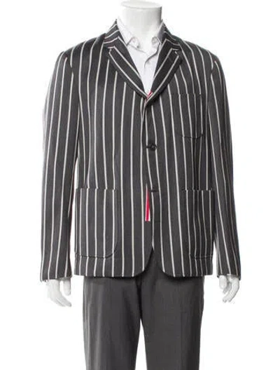 Pre-owned Thom Browne Wool Striped Blazer In Black