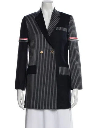 Pre-owned Thom Browne Wool Striped Blazer In Blue