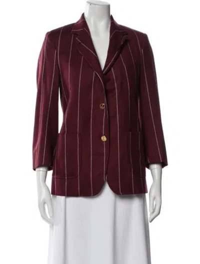 Pre-owned Thom Browne Wool Striped Blazer In Burgundy