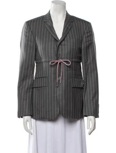 Pre-owned Thom Browne Wool Striped Blazer In Gray