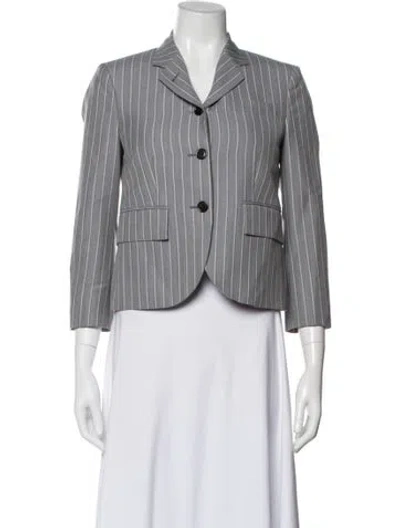 Pre-owned Thom Browne Wool Striped Blazer In Gray