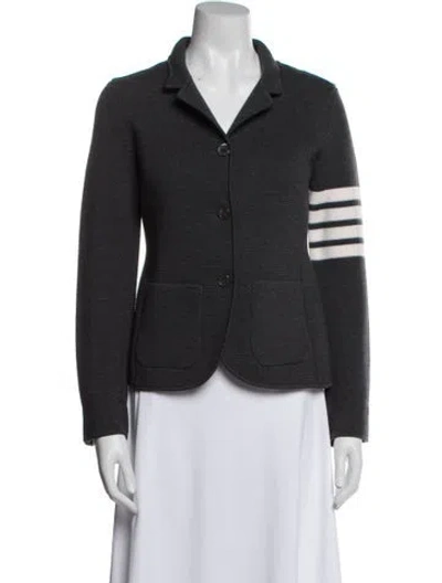 Pre-owned Thom Browne Wool Striped Blazer In Gray