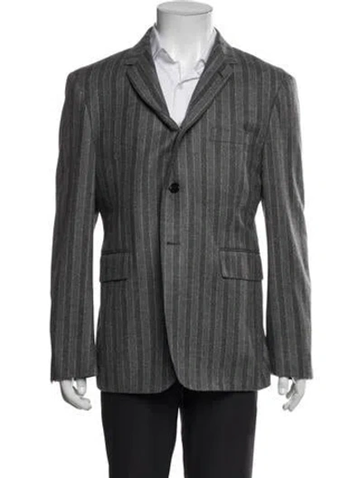 Pre-owned Thom Browne Wool Striped Blazer In Gray
