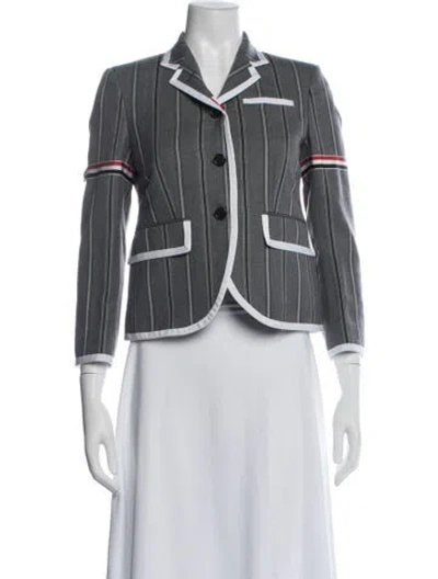 Pre-owned Thom Browne Wool Striped Blazer In Gray