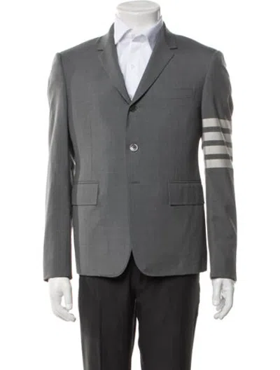 Pre-owned Thom Browne Wool Striped Blazer In Grey