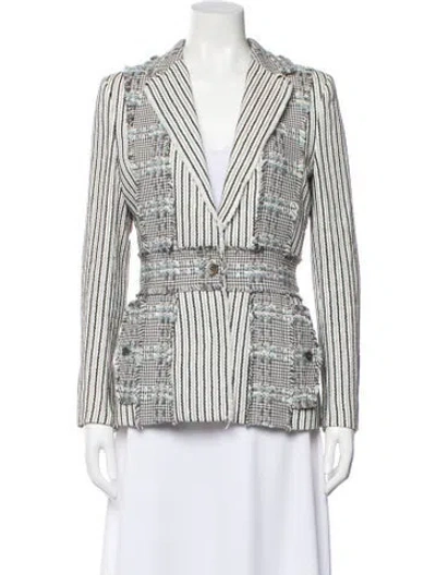 Pre-owned Thom Browne Wool Striped Blazer In White