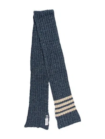 Pre-owned Thom Browne Wool Striped Scarf In Blue