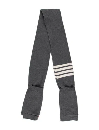 Pre-owned Thom Browne Wool Striped Scarf In Gray