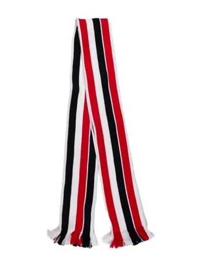 Pre-owned Thom Browne Wool Striped Scarf In Red