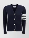 Thom Browne Milano Classic V Neck Fine Merino Wool Cardigan In Navy
