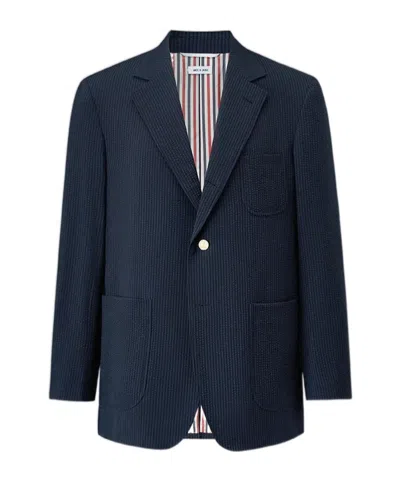 Thom Browne Wool Striped Suit Coat In Black
