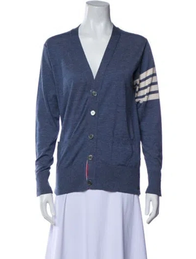 Pre-owned Thom Browne Wool Striped Sweater In Blue