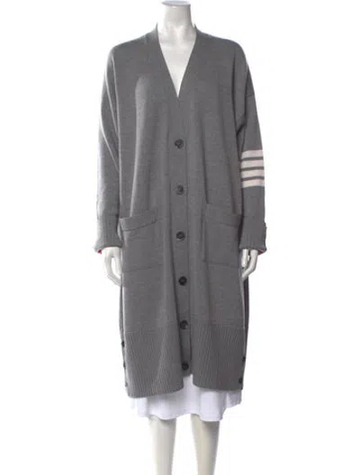 Pre-owned Thom Browne Wool Striped Sweater In Grey