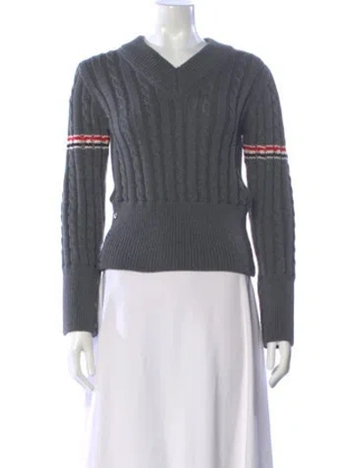 Pre-owned Thom Browne Wool Striped Sweater W/ Tags In Gray