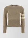 Thom Browne Wool Sweater With Crew Neck And Stripes In Brown