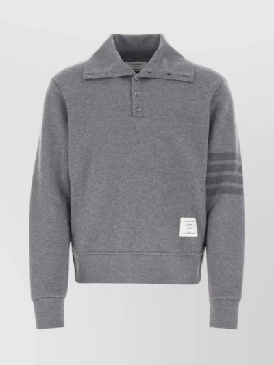 THOM BROWNE WOOL SWEATER WITH EMBROIDERED SLEEVE BANDS