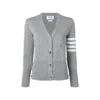 Thom Browne V-neck Grey Virgin Wool Cardigan In Gray