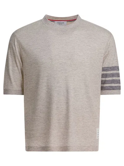 Thom Browne Striped Sleeve Wool Crew Neck T-shirt In Multi
