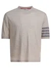 Thom Browne Striped Sleeve Wool Crew Neck T-shirt In Multi