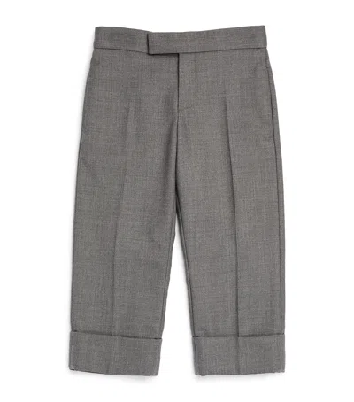 Thom Browne Kids' Wool Tailored Trousers In Grey