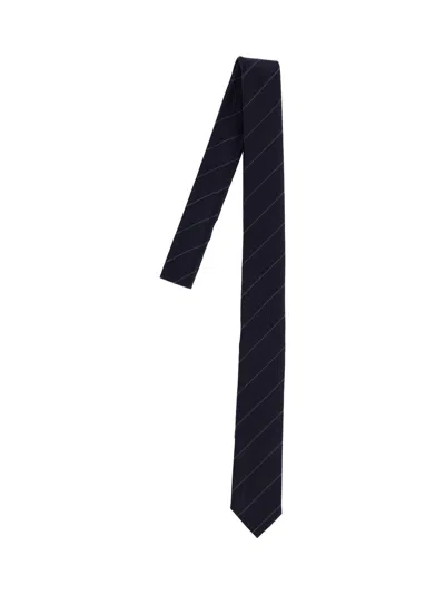 Thom Browne Wool Tie In Blue