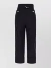 Thom Browne Wool Trousers With Back Pockets And Gold Button Detail In Black