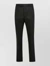 THOM BROWNE WOOL TROUSERS WITH BELT LOOPS AND BUTTON DETAIL