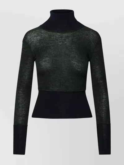 Thom Browne Wool Turtleneck Sweater Metallic Finish In Black