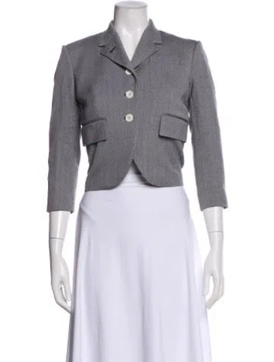 Pre-owned Thom Browne Wool Tweed Pattern Blazer In Gray