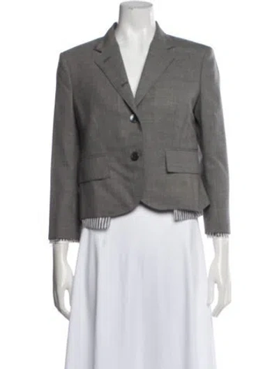 Pre-owned Thom Browne Wool Tweed Pattern Blazer In Grey