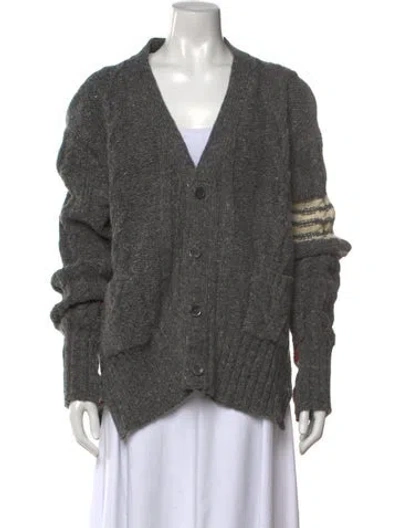 Pre-owned Thom Browne Wool Tweed Pattern Sweater In Gray