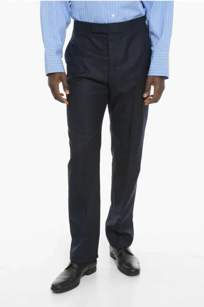 Thom Browne Super 120s Wool Twill Trousers In Blue