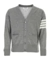 Thom Browne 4-bar Wool Fine Knit Cardigan In Gray