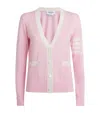 Thom Browne Wool V-neck Cardigan In Pink
