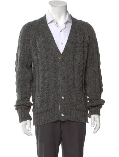 Pre-owned Thom Browne Wool V-neck Cardigan In Gray