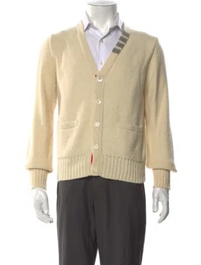 Pre-owned Thom Browne Wool V-neck Cardigan W/ Tags In Neutral