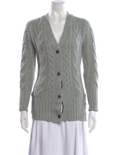 Pre-owned Thom Browne Wool V-neck Sweater In Gray
