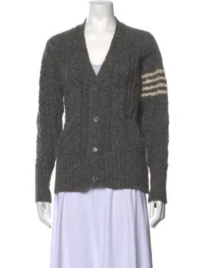 Pre-owned Thom Browne Wool V-neck Sweater In Grey