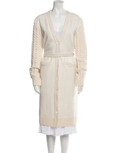 Pre-owned Thom Browne Wool V-neck Sweater In Neutral