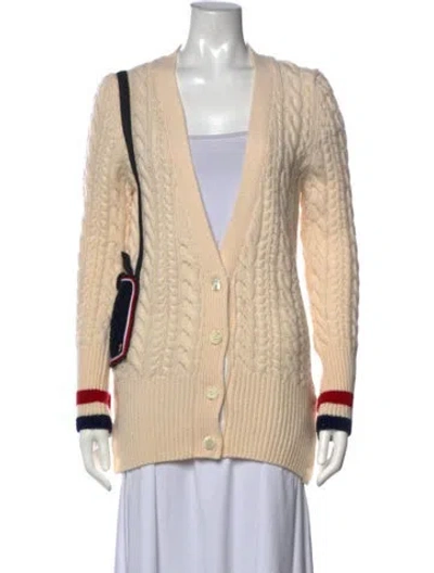Pre-owned Thom Browne Wool V-neck Sweater In Neutrals