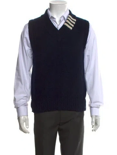 Pre-owned Thom Browne Wool V-neck Sweater Vest In Black