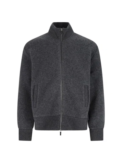 THOM BROWNE WOOL ZIP JACKET - GREY