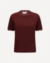 Thom Browne Wool-blend With Contrast Trim T-shirt In Brown