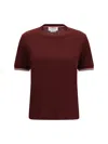 Thom Browne Wool-blend With Contrast Trim T-shirt In Brown