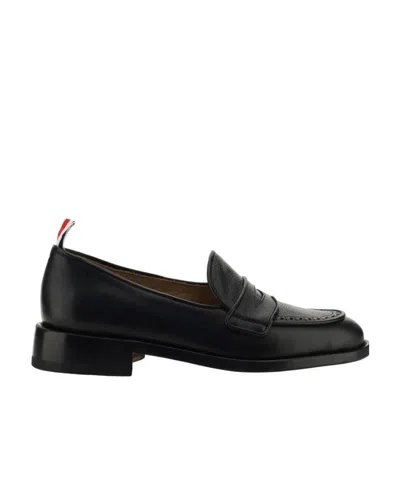 Thom Browne Woven Backless Slip-on Penny Loafers In Black