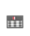 Thom Browne Logo Patch Woven Cardholder In Gray